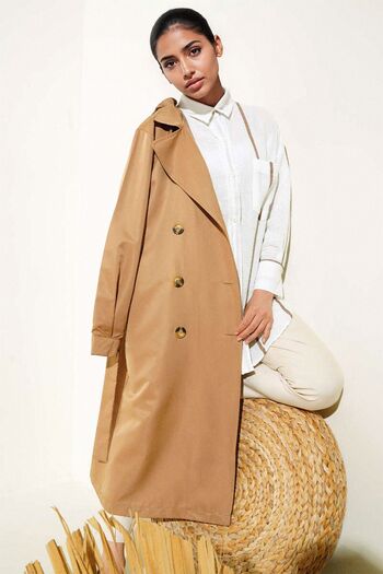 Hiccup Bdart Button Closure Long Trench Coat