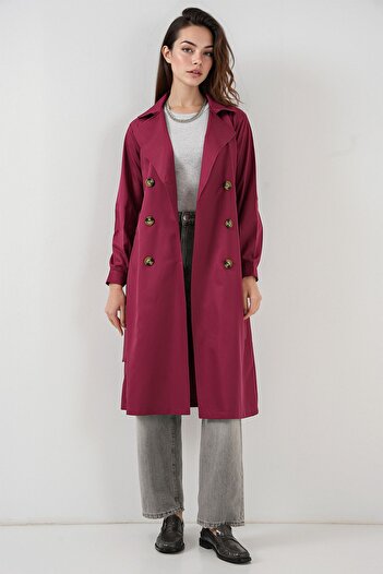 Hiccup Bdart Buttoned Two Lapel Long Trench Coat