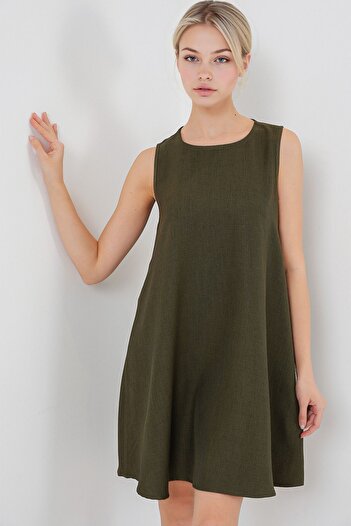 Hiccup Bdart Short Linen Blend A-Line Dress