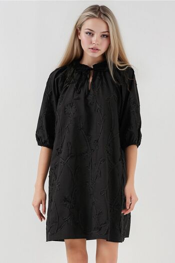 Hiccup Bdart Lace Embroidered Mini Dress with Lace-Up Detail