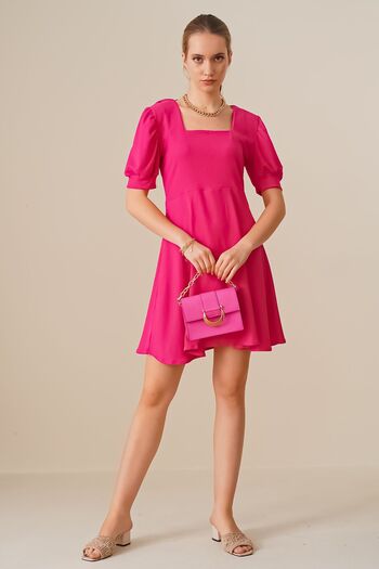 Hiccup Bdart Patterned Square Neck Mini Knitwear Dress