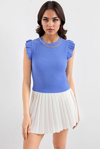 Hiccup Bdart Embroidered Textured Round Neck Blouse