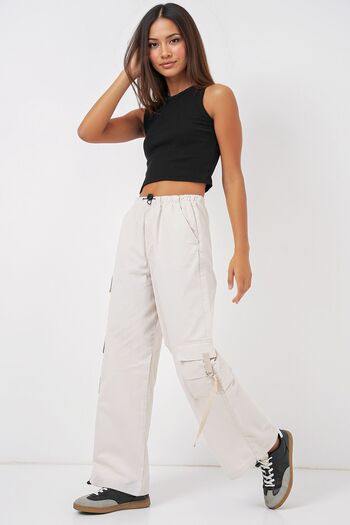 Hiccup Bdart Drawstring Casual Wide Leg Cotton Pants