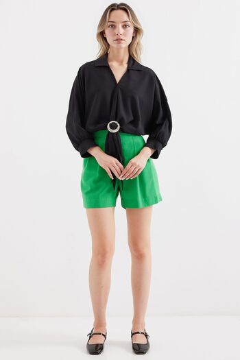 Hiccup Bdart Short Blouse with Ribbon Ties