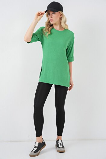 Hiccup Bdart Textured Long Sleeve Collar T-Shirt