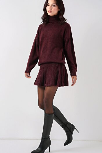 Hiccup Bdart Textured Oversize High Collar Knitted Set