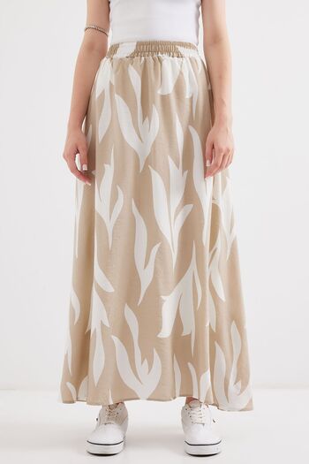 Hiccup Bdart Rubber Waist Detailed Patterned Maxi Skirt