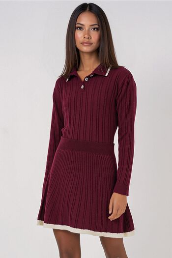 Hiccup Bdart Polo Neck Textured Knitted Co-Ord Set