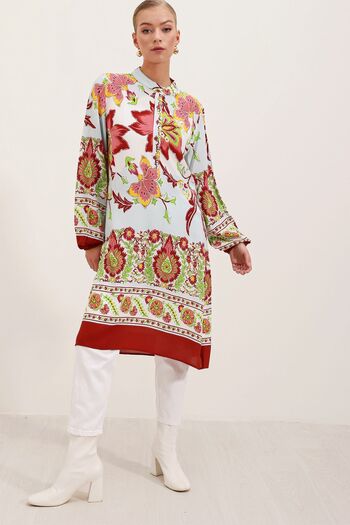 Hiccup Bdart Shirt Collar Embroidered Midi Dress