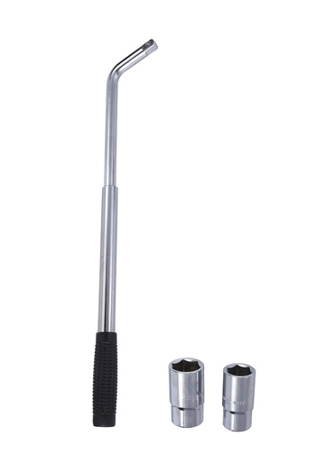 Lawazim Telescopic Tire Wrench - Extendable L-Wrench with 17-19mm & 21-23mm Sockets - Chrome Steel