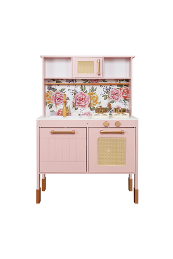 LITTLE ANGEL - Kids Beautiful Wooden Kitchen Pretend Play Interactive Set - Pink