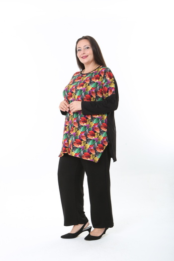 XL Modam Women's Lycra Wool Viscose Front Patterned Plus Size Tunic