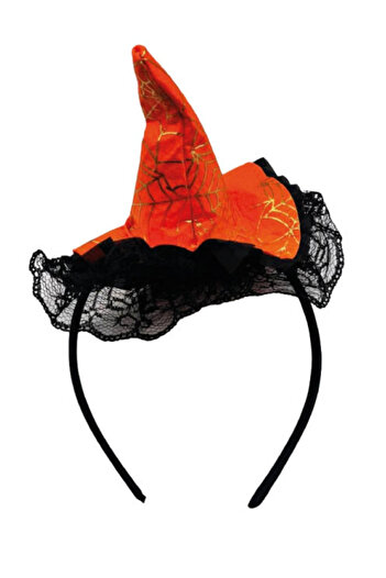 Le Mabelle Halloween Girl's Crown with Orange Witch Hat Figure