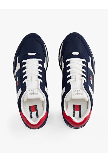 Tommy Hilfiger Erkek Süet ve File Detaylı Runner Sneaker - Lacivert