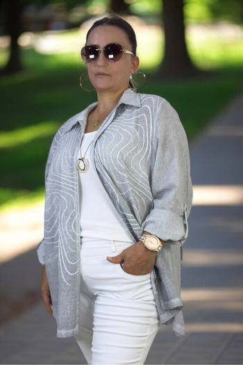 yagmurberen Cepled Zippered Folding Sleeve Detail Waist-Tie Extra Large Size Seasonal Thin Safari Jacket