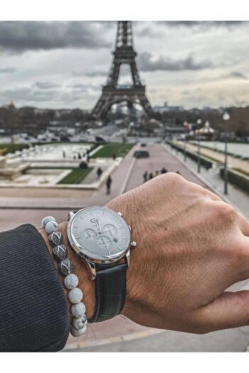 GT Collection Men's Elegant Watch with Black Leather Strap, Sapphire Glass and Stainless Steel Case