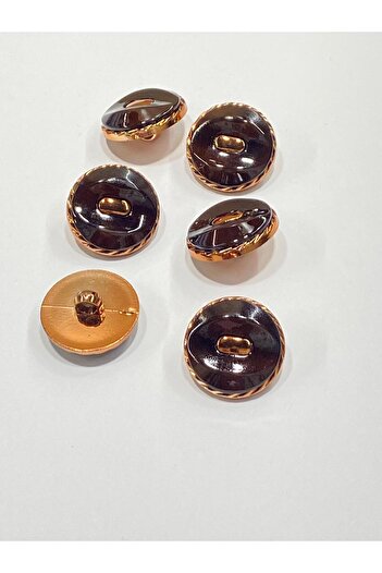 karantuhafiye Copper Floor Metalized Shiny Plastic Button / 2.7 cm / 6 Pieces / M03104 / Brown