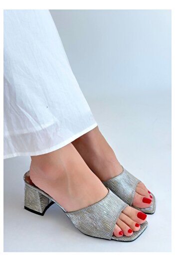 Zerenyus Papuci cu toc Luart Platinum Glitter