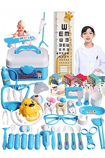 Yelajoy 63 PCS Kids Doctor Kit Pretend Play Toys,with Working Stethoscope Coat Carry Case,Medical Role Play