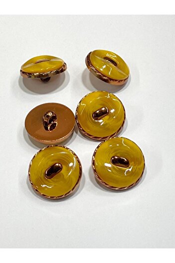 karantuhafiye Copper Floor Metallized Shiny Plastic Button / 2.7 cm / 6 Pieces / M03104 / Yellow