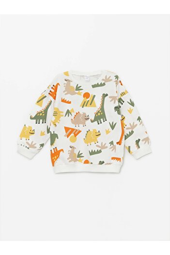 LC Waikiki Lcw Kids Ecru Crew Neck Baby Boy Sweatshirt and Pants 2-Piece Set