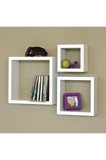 Modern home Set of 3 Wall-Mounted Square Floating Shelves - Modern Cube Display