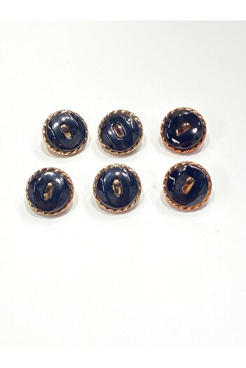 karantuhafiye Copper Floor Metallized Shiny Plastic Button / 1.8 cm / 6 Pieces / M03104 / Black