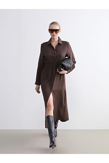 LC Waikiki Create Your Style from Uzg Store |   Textured Shirred Shirt Dress