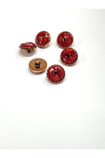 karantuhafiye Copper Floor Metallized Shiny Plastic Button / 1.8 cm / 6 Pieces / M03104 / Red