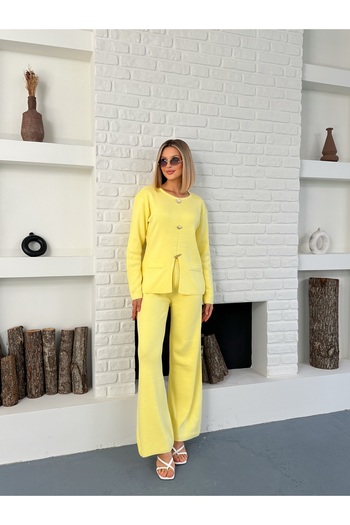 orjinal blue b Cotton Knitwear French Fashion Lemon Bottom-Top Set with Gold Accessories