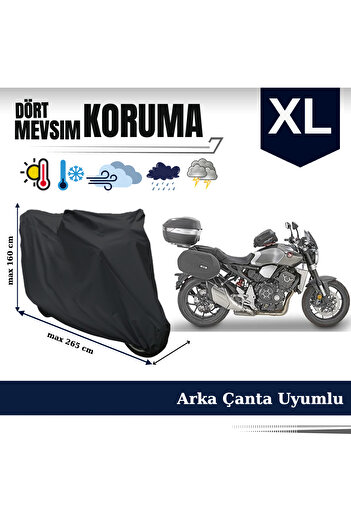 Breen Black Rear Bag Compatible Motorcycle Tarpaulin XL Size