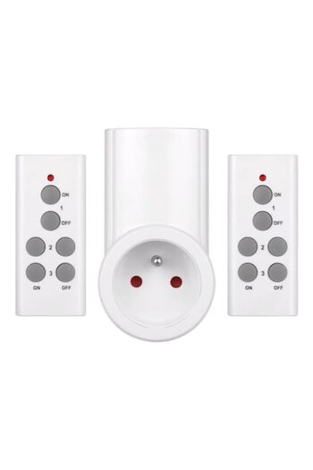 OEM Smart Socket with 2 Remotes, Range up to 30m, IP20, 2300W, Frequency 433.92 MHz, Grounding, Batterie