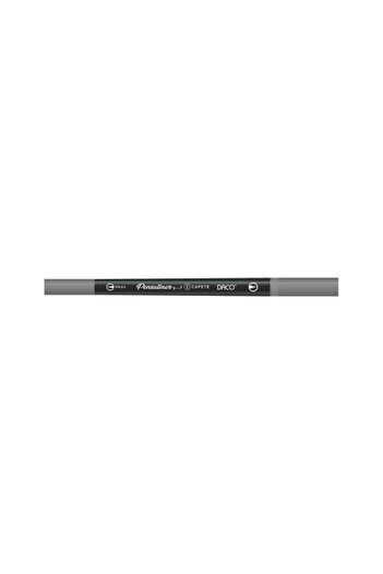 daço Dual Tip Liner Pen, Color Gray, Material Plastic, 0.4 mm Tip & Brush Tip, Gray Ink