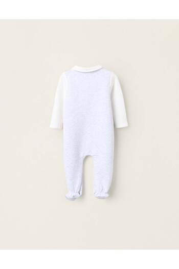 Ziddy Sleepsuit with Texture for Newborns 'Peek-a-Boo', White/Grey