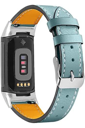 O Ozone Leather Watch Band | Fitbit Charge 5 Smart Watch| Light Green