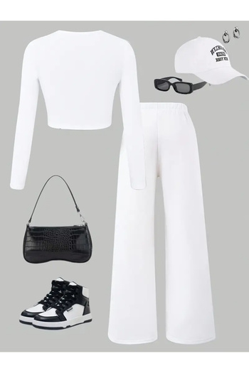 Machetta Children's Printed Crop Blouse-Sweatpants Set