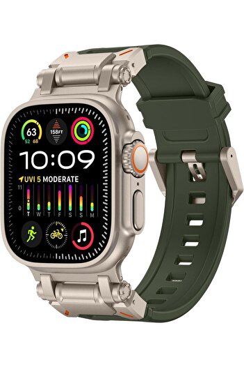 O Ozone Sports Liquid Silicone Rubber Band with Stainless Steel Adapter for Apple Watch (Ultra 1/2,