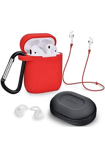 O Ozone 6 in 1 Airpods Travel Kit Waterproof Silicone Case with Keychain/Strap/Earhooks/Storage Box