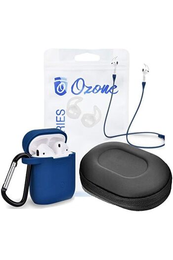 O Ozone 6 in 1 Airpods Travel Kit Waterproof Silicone Case with Keychain/Strap/Earhooks/Storage Box