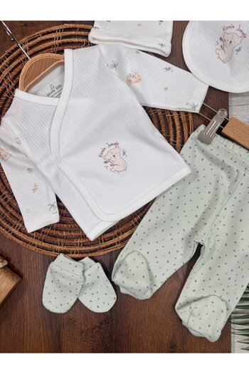 Kids Kingdom Koala Detailed Cotton Unisex Baby 5-Piece Hospital Discharge Set