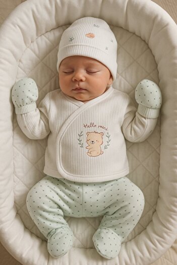 Kids Kingdom Koala Detailed Cotton Unisex Baby 5-Piece Hospital Discharge Set