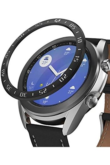 Ringke Bezel Styling for Galaxy Watch 3 45mm [ Stainless Steel ] Bezel Ring Adhesive Cover (Black-03)