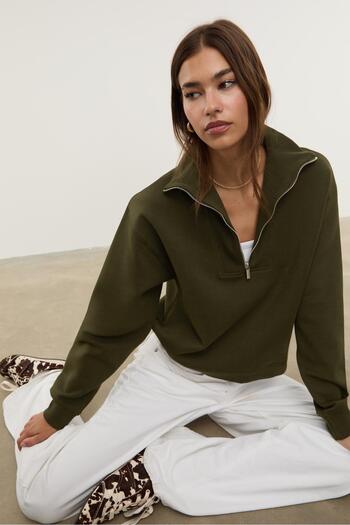 Stradivarius High-neck zip-up sweatshirt
