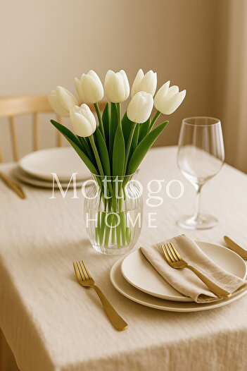 Mottogo Buchet de lalele umede artificiale din 5 piese – floare decorativă aproape reală
