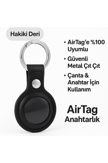 GROVİNG HAİR Apple Airtag Keychain – Genuine Leather Stylish & Durable Key Case