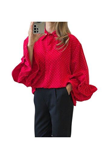 GLAMSI Relaxed fit viscose shirt with pebble details