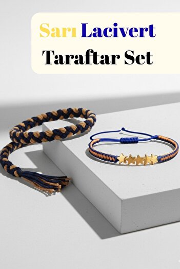 Reoona Yellow Navy Blue Fan Accessory Set Bracelet + Hair Braiding Rope