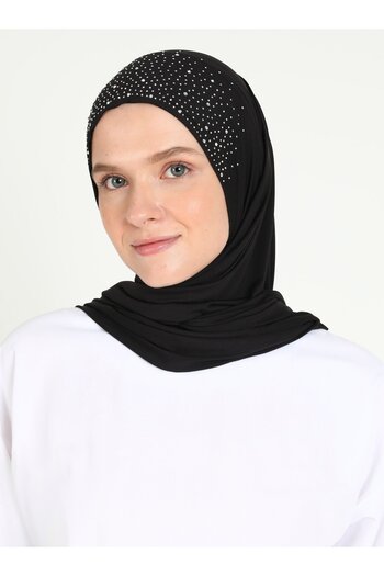 Ecardin Ready Turban - Black - Silver Color -