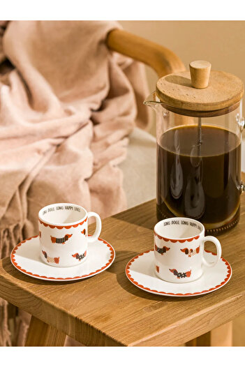 LC Waikiki Lcw Home Mixed Porcelain Coffee Cup Set for 2 People 90 ml