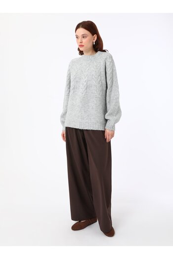 Benin Knitwear Sweater with Hair Braid Detail - Gray -